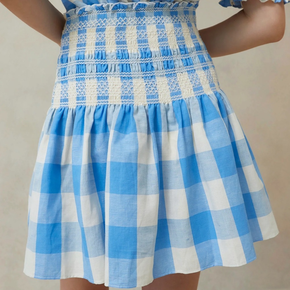 Loeffler Randall Blue and White Gingham Mini Skirt 💙🤍🩵